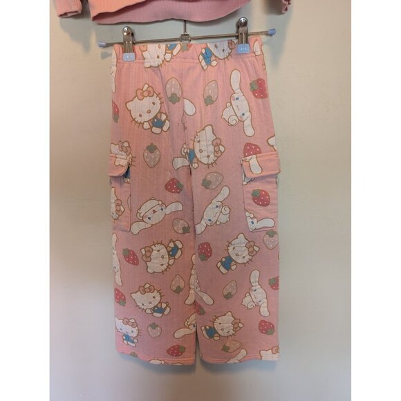 Hello Kitty Kids 2-Piece Pink Cartoon Print Size 6 By Sanrio strawberries Cinnam - Picture 3 of 8